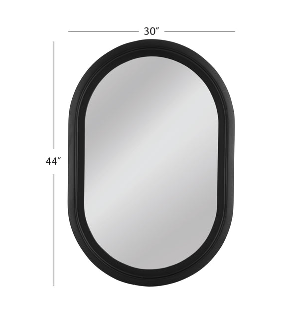 Basset Mirror Nash Wall Mirror - Elegant Oval Frame In Matte Black For Farmhouse Charm & Timeless Home Décor Black Resin,Mirror Glass M5080