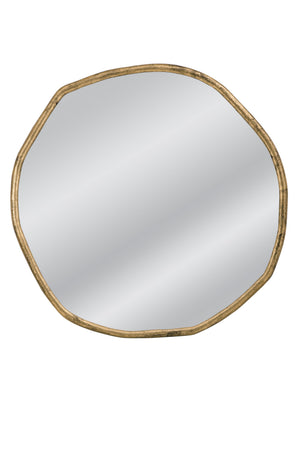 Basset Mirror Grant Wall Mirror - Modern Brass Frame With Organic Shape For Stylish Home Décor Enhancement Brass Metal,Mirror Glass M5087