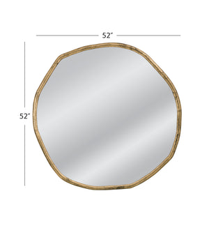 Basset Mirror Grant Wall Mirror - Modern Brass Frame With Organic Shape For Stylish Home Décor Enhancement Brass Metal,Mirror Glass M5087