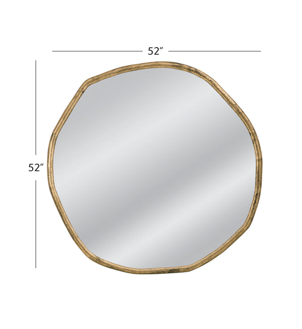 Basset Mirror Grant Wall Mirror - Modern Brass Frame With Organic Shape For Stylish Home Décor Enhancement Brass Metal,Mirror Glass M5087