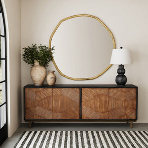 Basset Mirror Grant Wall Mirror - Modern Brass Frame With Organic Shape For Stylish Home Décor Enhancement Brass Metal,Mirror Glass M5087