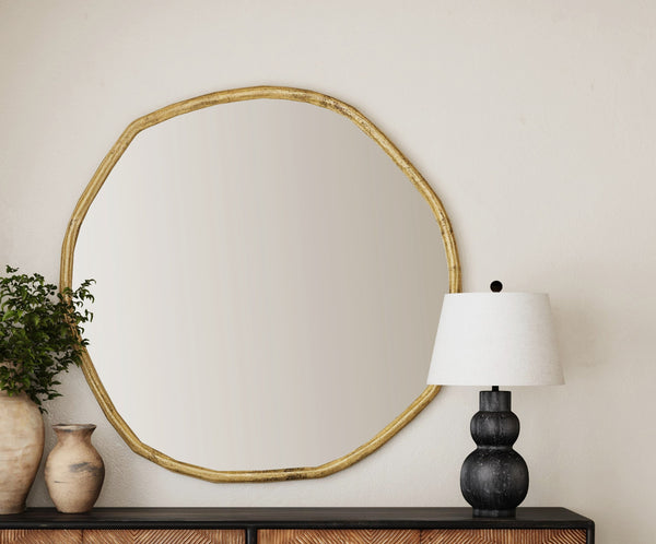 Basset Mirror Grant Wall Mirror - Modern Brass Frame With Organic Shape For Stylish Home Décor Enhancement Brass Metal,Mirror Glass M5087