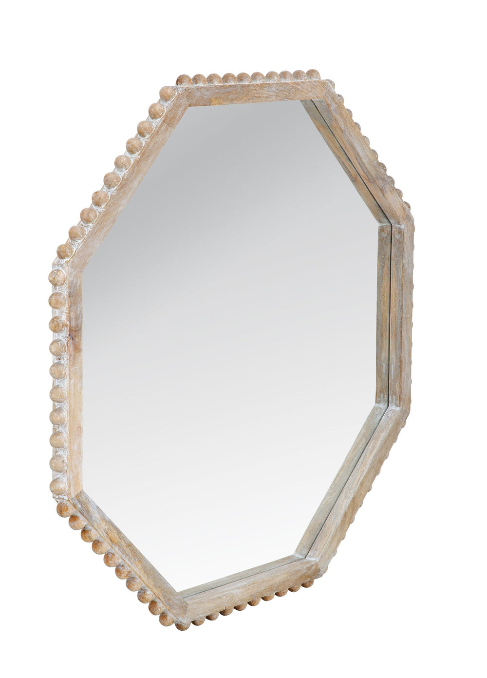 Basset Mirror Virz Wall Mirror - Coastal Farmhouse Charm With Octagonal Shape & Rustic Design For Stylish Decor White Wood,Mirror Glass M5090