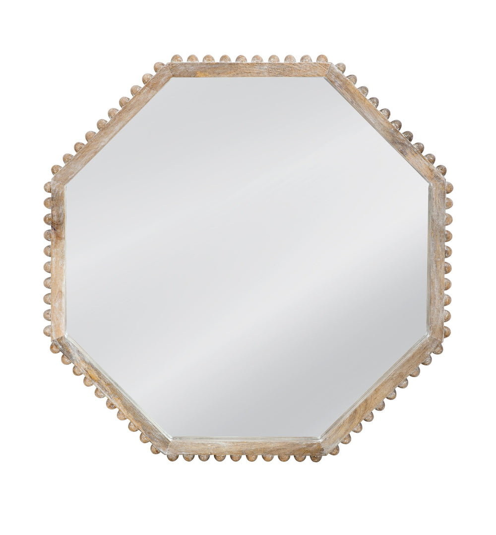 Basset Mirror Virz Wall Mirror - Coastal Farmhouse Charm With Octagonal Shape & Rustic Design For Stylish Decor White Wood,Mirror Glass M5090