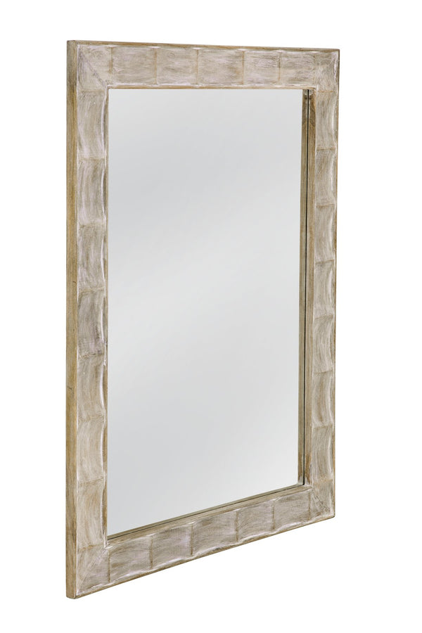 Basset Mirror Guyton Wall Mirror - Coastal Charm With White-wash Finish, Elegant Design For Any Home Decor Style White Wood,Mirror Glass M5093