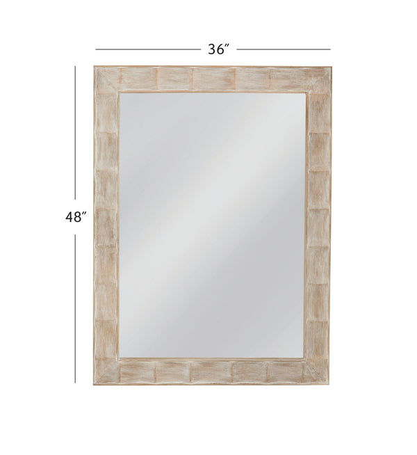 Basset Mirror Guyton Wall Mirror - Coastal Charm With White-wash Finish, Elegant Design For Any Home Decor Style White Wood,Mirror Glass M5093