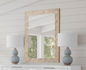 Basset Mirror Guyton Wall Mirror - Coastal Charm With White-wash Finish, Elegant Design For Any Home Decor Style White Wood,Mirror Glass M5093