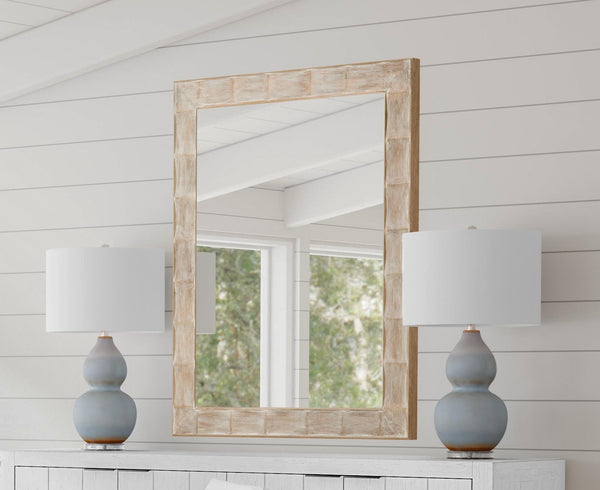 Basset Mirror Guyton Wall Mirror - Coastal Charm With White-wash Finish, Elegant Design For Any Home Decor Style White Wood,Mirror Glass M5093