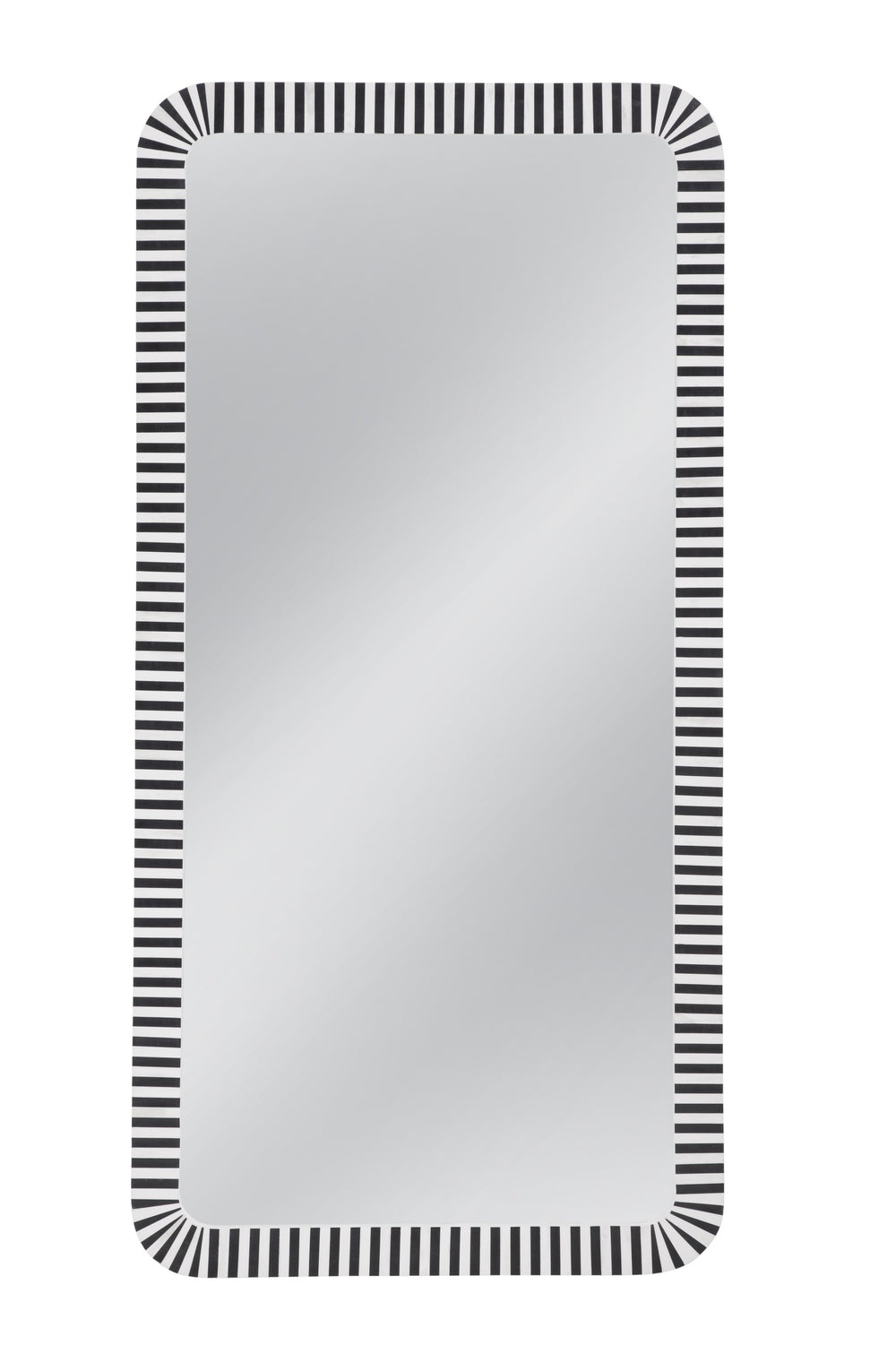 Basset Mirror Macalister Floor Mirror - Elegant Rounded Corners, Durable Bone Design & Timeless Black And Cream Style Black Bone,Mirror Glass M5096