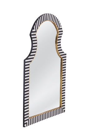 Basset Mirror Martens Wall Mirror - Modern Boho Arched Design In Black & Cream Frame, Elegant Home Accent Decor Black Bone,Mirror Glass M5097