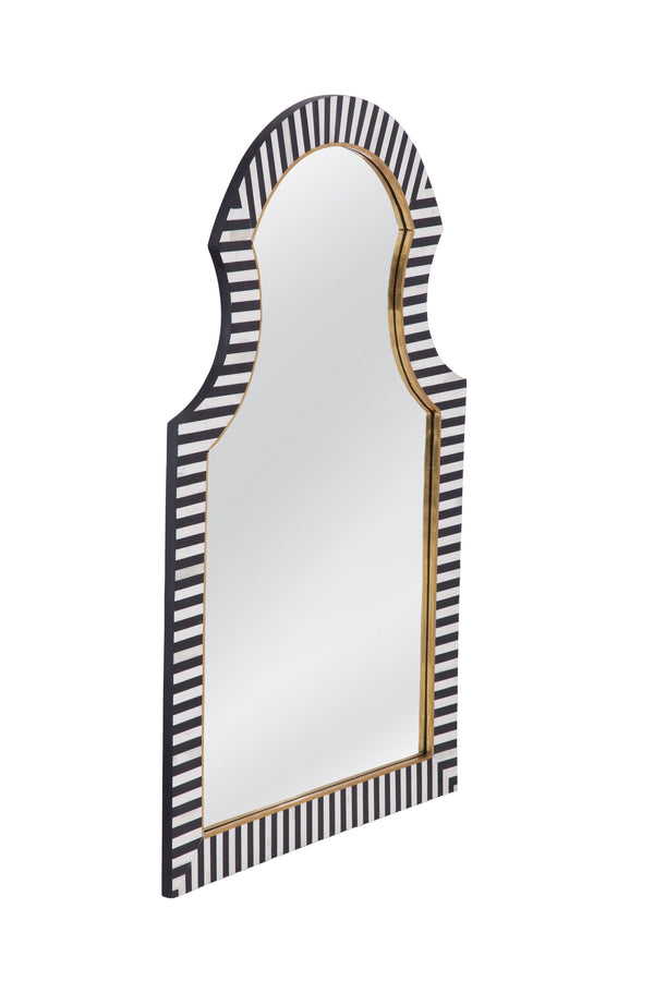 Basset Mirror Martens Wall Mirror - Modern Boho Arched Design In Black & Cream Frame, Elegant Home Accent Decor Black Bone,Mirror Glass M5097