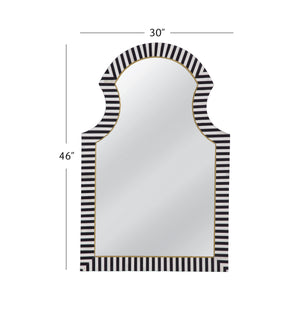 Basset Mirror Martens Wall Mirror - Modern Boho Arched Design In Black & Cream Frame, Elegant Home Accent Decor Black Bone,Mirror Glass M5097