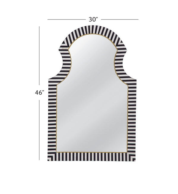 Basset Mirror Martens Wall Mirror - Modern Boho Arched Design In Black & Cream Frame, Elegant Home Accent Decor Black Bone,Mirror Glass M5097