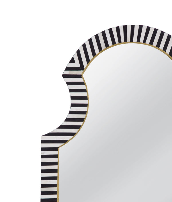 Basset Mirror Martens Wall Mirror - Modern Boho Arched Design In Black & Cream Frame, Elegant Home Accent Decor Black Bone,Mirror Glass M5097