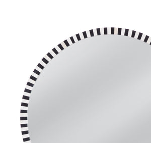Basset Mirror Macardle Round Wall Mirror - Stunning Geometric Design In Black And Cream For Modern Boho Decor Black Bone,Mirror Glass M5099