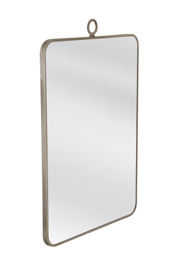 Basset Mirror Monte Wall Mirror - Elegant Silver Leaf Finish, Modern Rectangular Design With Timeless Appeal Silver Wood,Mirror Glass M5106