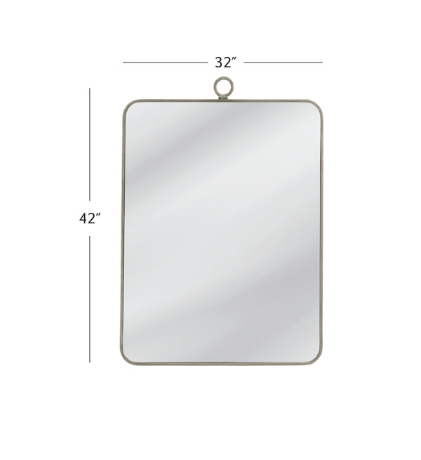 Basset Mirror Monte Wall Mirror - Elegant Silver Leaf Finish, Modern Rectangular Design With Timeless Appeal Silver Wood,Mirror Glass M5106