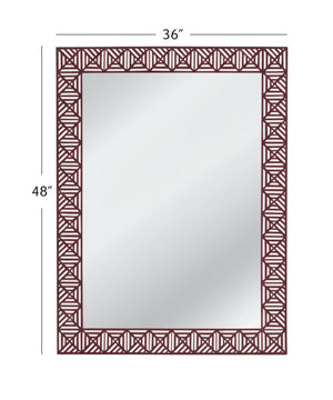 Basset Mirror Rouge Wall Mirror - Stunning Geometric Design, Boho-modern Style, Maroon & White Elegance For Your Space Red Bone,Mirror Glass M5111
