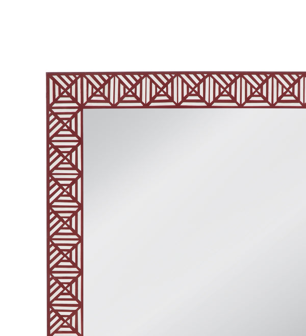 Basset Mirror Rouge Wall Mirror - Stunning Geometric Design, Boho-modern Style, Maroon & White Elegance For Your Space Red Bone,Mirror Glass M5111