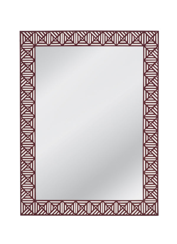 Basset Mirror Rouge Wall Mirror - Stunning Geometric Design, Boho-modern Style, Maroon & White Elegance For Your Space Red Bone,Mirror Glass M5111