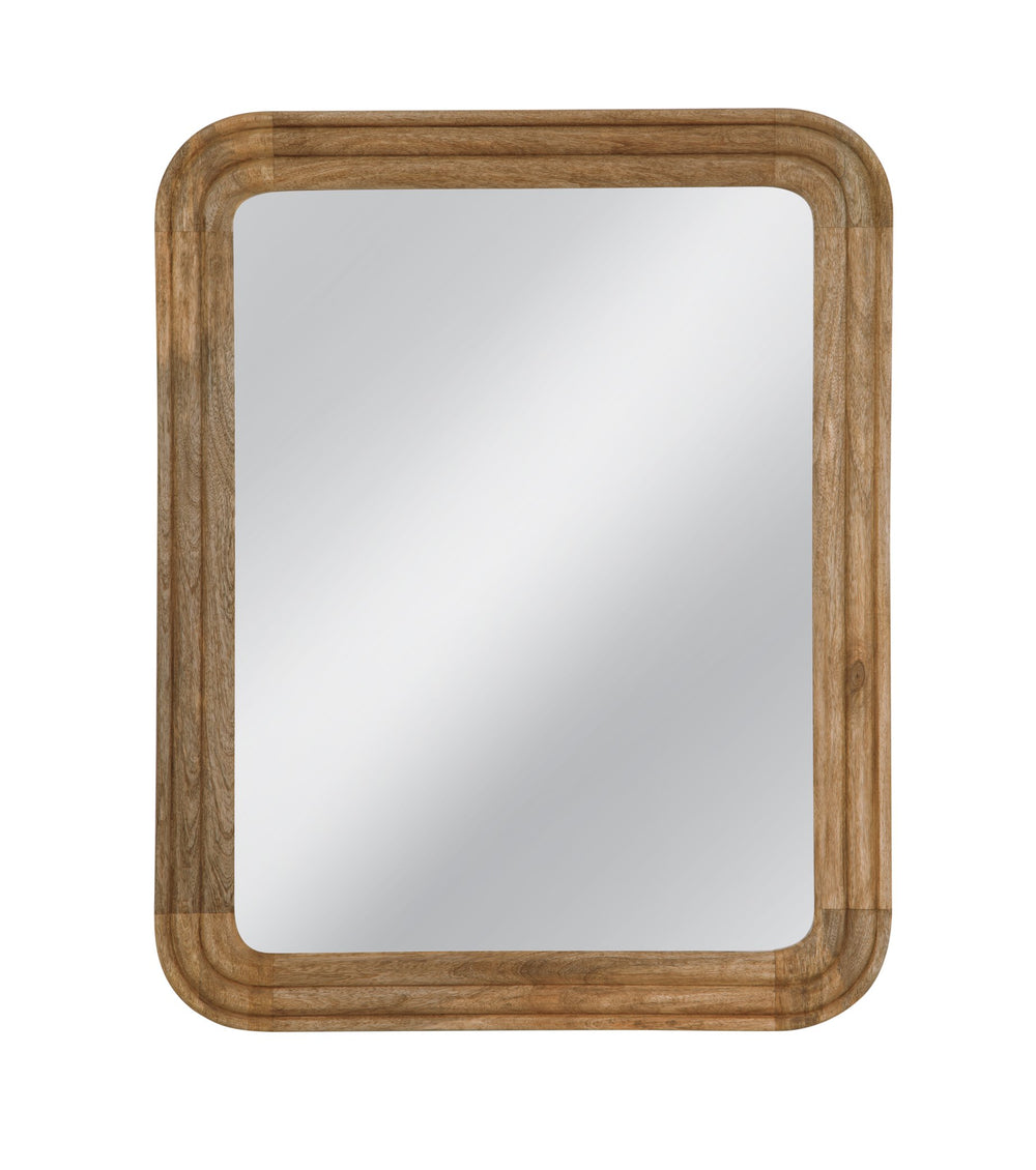 Basset Mirror Gage Wall Mirror - Rustic Brown Wood Frame With Rounded Corners, Natural Grain, And Cozy Aesthetic Brown Wood,Mdf,Glass M5116