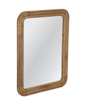 Basset Mirror Gage Wall Mirror - Rustic Brown Wood Frame With Rounded Corners, Natural Grain, And Cozy Aesthetic Brown Wood,Mdf,Glass M5116