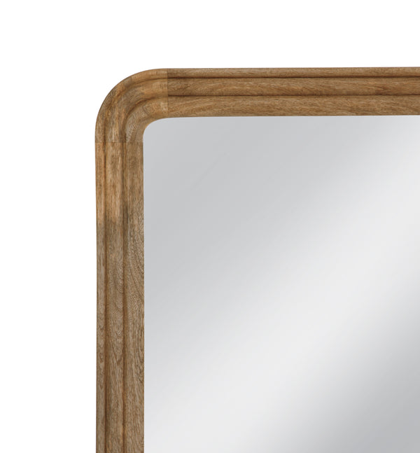 Basset Mirror Gage Wall Mirror - Rustic Brown Wood Frame With Rounded Corners, Natural Grain, And Cozy Aesthetic Brown Wood,Mdf,Glass M5116
