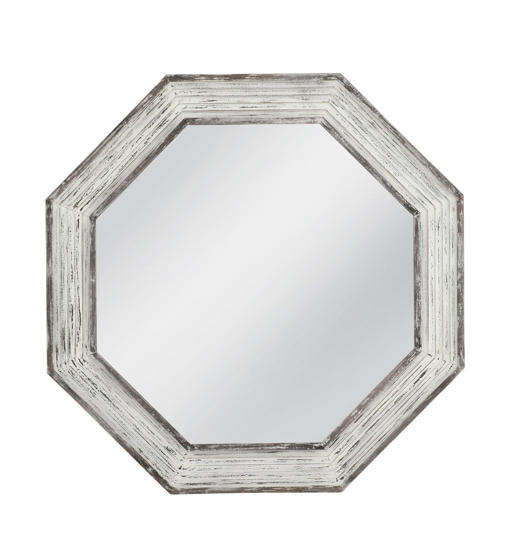 Basset Mirror Marden Wall Mirror – Coastal Style Octagonal Design With White-washed Frame For Serene Spaces White Mango Wood,Mdf,Glass M5117