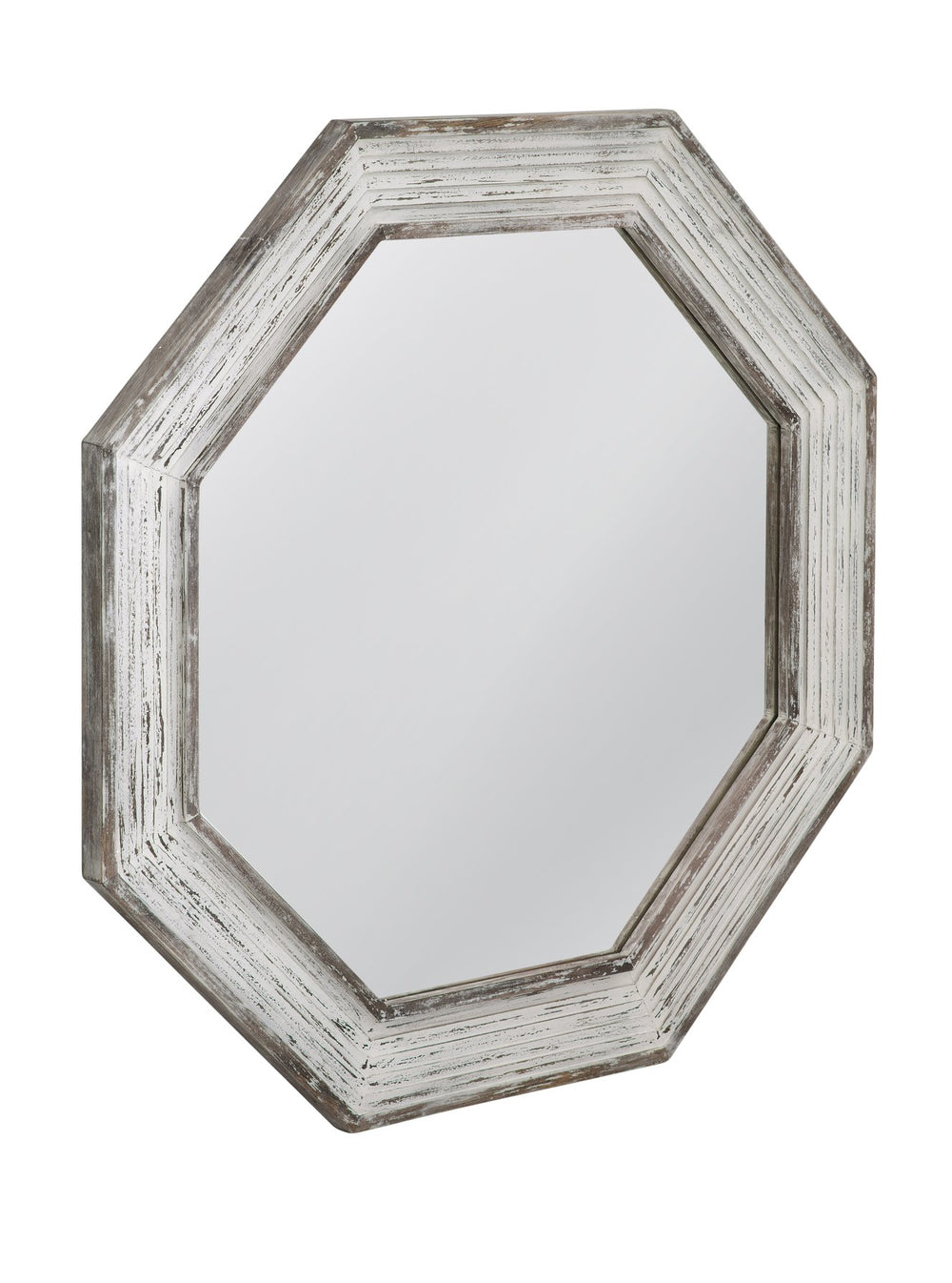 Basset Mirror Marden Wall Mirror – Coastal Style Octagonal Design With White-washed Frame For Serene Spaces White Mango Wood,Mdf,Glass M5117