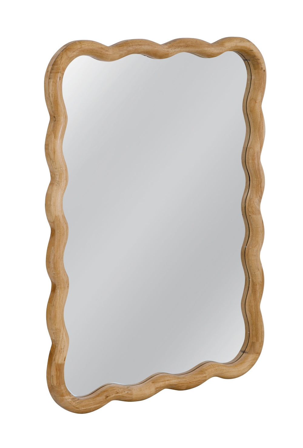 Basset Mirror Rider Wall Mirror - Coastal Boho Chic Decor With Wavy Wooden Frame For A Relaxed Stylish Atmosphere Brown Mdf,Fir Wood,Mirror Glass M5123