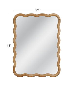 Basset Mirror Rider Wall Mirror - Coastal Boho Chic Decor With Wavy Wooden Frame For A Relaxed Stylish Atmosphere Brown Mdf,Fir Wood,Mirror Glass M5123