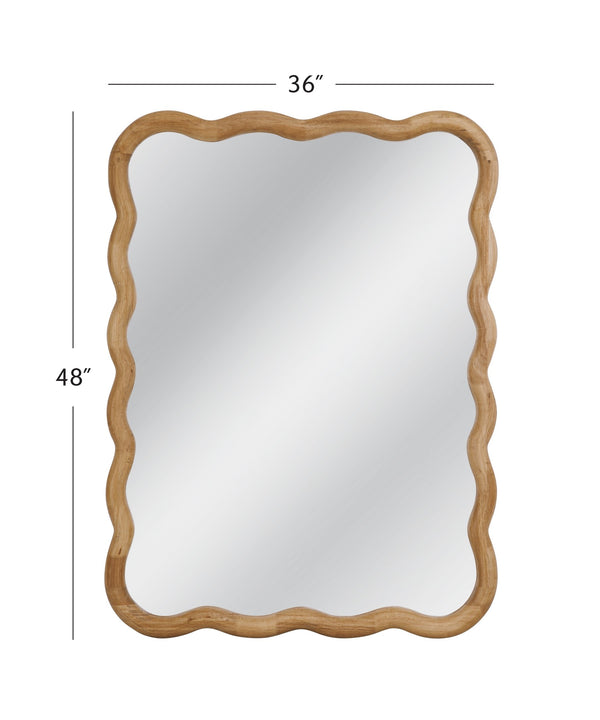 Basset Mirror Rider Wall Mirror - Coastal Boho Chic Decor With Wavy Wooden Frame For A Relaxed Stylish Atmosphere Brown Mdf,Fir Wood,Mirror Glass M5123