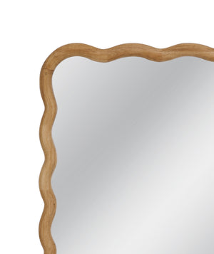 Basset Mirror Rider Wall Mirror - Coastal Boho Chic Decor With Wavy Wooden Frame For A Relaxed Stylish Atmosphere Brown Mdf,Fir Wood,Mirror Glass M5123