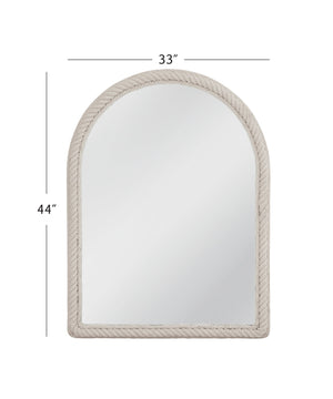 Basset Mirror Nichols Wall Mirror - Coastal-inspired Arched Design With White Rope Frame For Nautical Charm White Rope,Mirror Glass M5124