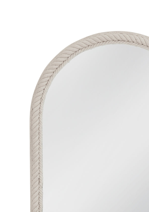 Basset Mirror Nichols Wall Mirror - Coastal-inspired Arched Design With White Rope Frame For Nautical Charm White Rope,Mirror Glass M5124