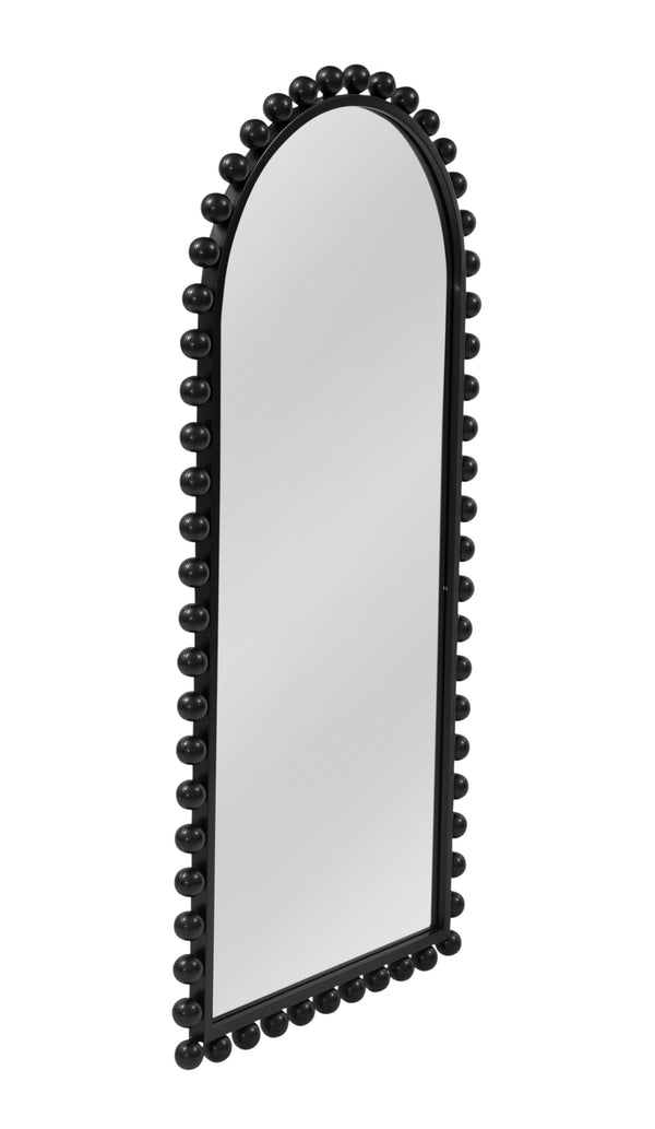 Basset Mirror Claria Wall Mirror - Arched Bead-embellished Design For A Chic Bohemian Modern Home Decor Accent Black Iron,Mdf,Mirror M5130