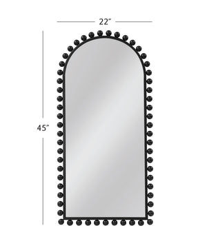 Basset Mirror Claria Wall Mirror - Arched Bead-embellished Design For A Chic Bohemian Modern Home Decor Accent Black Iron,Mdf,Mirror M5130