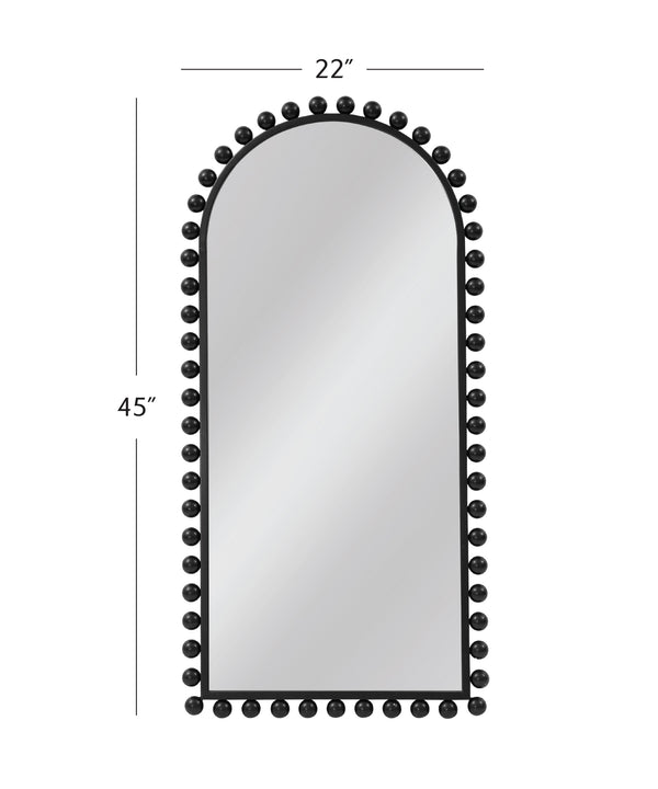 Basset Mirror Claria Wall Mirror - Arched Bead-embellished Design For A Chic Bohemian Modern Home Decor Accent Black Iron,Mdf,Mirror M5130
