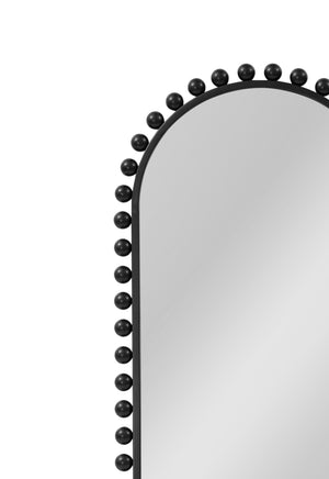 Basset Mirror Claria Wall Mirror - Arched Bead-embellished Design For A Chic Bohemian Modern Home Decor Accent Black Iron,Mdf,Mirror M5130