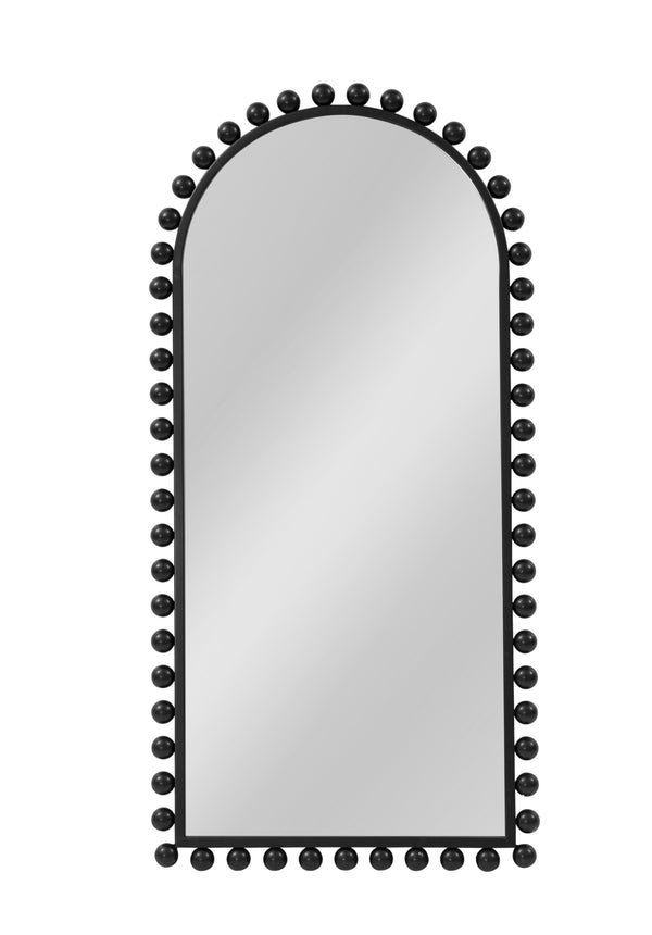 Basset Mirror Claria Wall Mirror - Arched Bead-embellished Design For A Chic Bohemian Modern Home Decor Accent Black Iron,Mdf,Mirror M5130