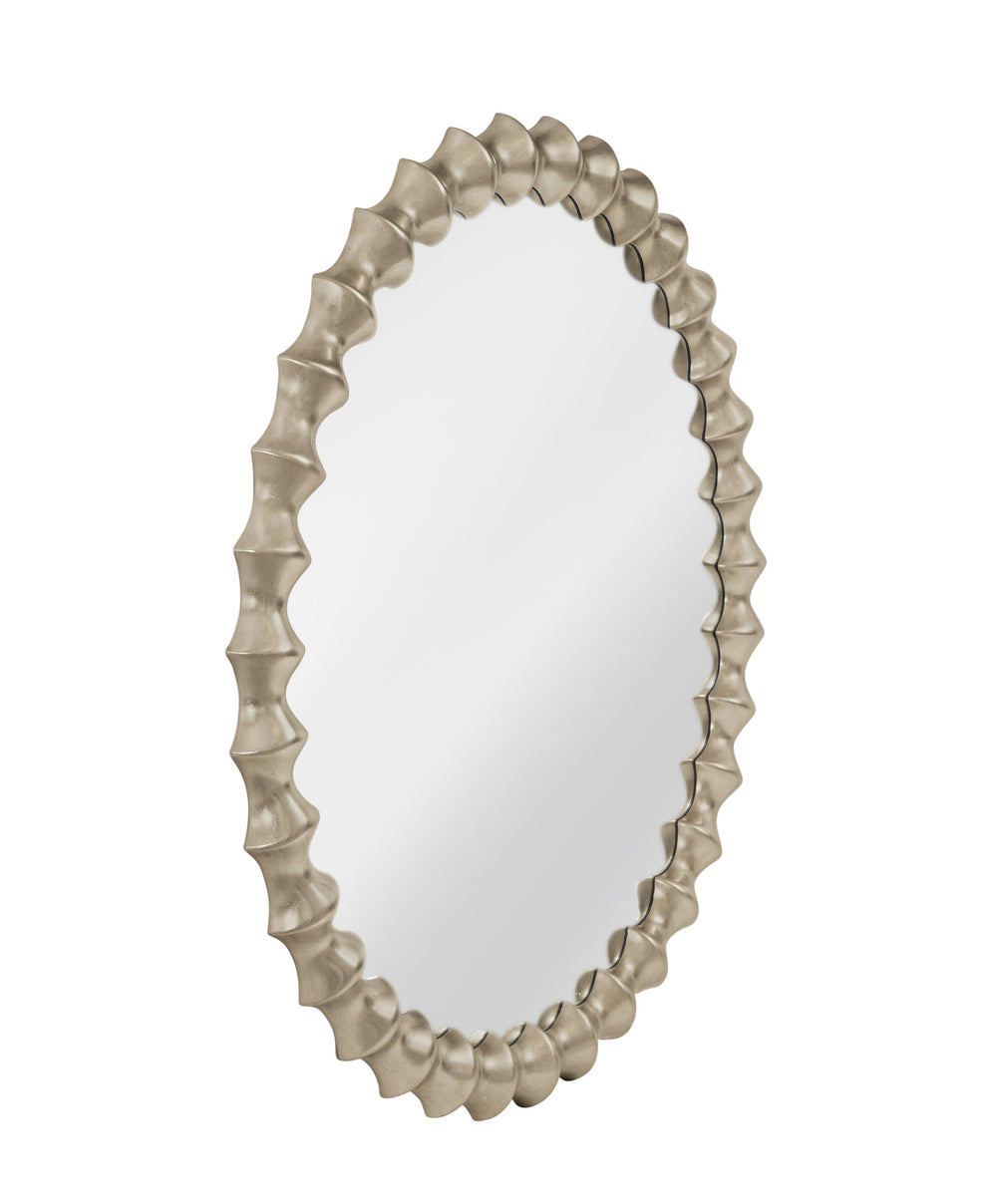 Basset Mirror Max Wall Mirror - Timeless Antique Silver Elegance With Glam Finish For Stylish Home Decor Accent Silver Resin,Mirror Glass M5133