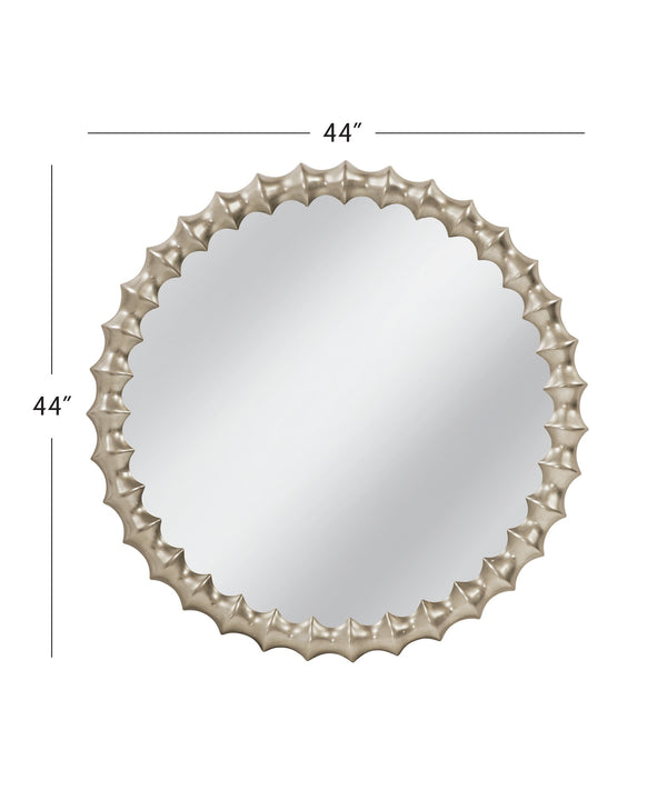 Basset Mirror Max Wall Mirror - Timeless Antique Silver Elegance With Glam Finish For Stylish Home Decor Accent Silver Resin,Mirror Glass M5133