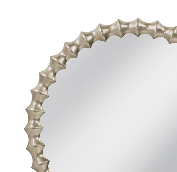 Basset Mirror Max Wall Mirror - Timeless Antique Silver Elegance With Glam Finish For Stylish Home Decor Accent Silver Resin,Mirror Glass M5133