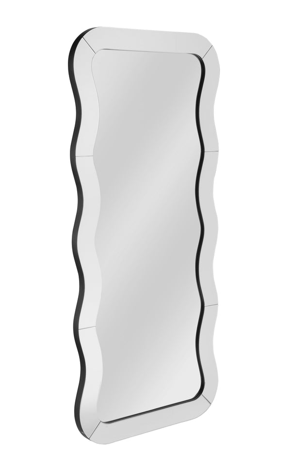 Basset Mirror Wave Floor Mirror - Sleek Modern Design With Elegant Wavy Frame For A Sophisticated Home Decor Look Clear Mdf,Mirror Glass M5140
