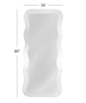 Basset Mirror Wave Floor Mirror - Sleek Modern Design With Elegant Wavy Frame For A Sophisticated Home Decor Look Clear Mdf,Mirror Glass M5140