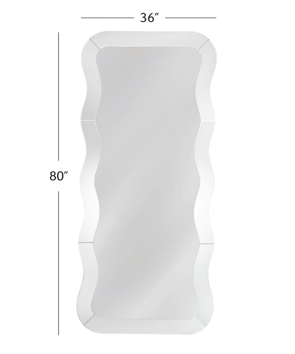 Basset Mirror Wave Floor Mirror - Sleek Modern Design With Elegant Wavy Frame For A Sophisticated Home Decor Look Clear Mdf,Mirror Glass M5140