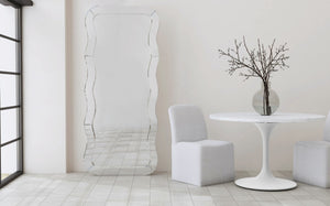 Basset Mirror Wave Floor Mirror - Sleek Modern Design With Elegant Wavy Frame For A Sophisticated Home Decor Look Clear Mdf,Mirror Glass M5140