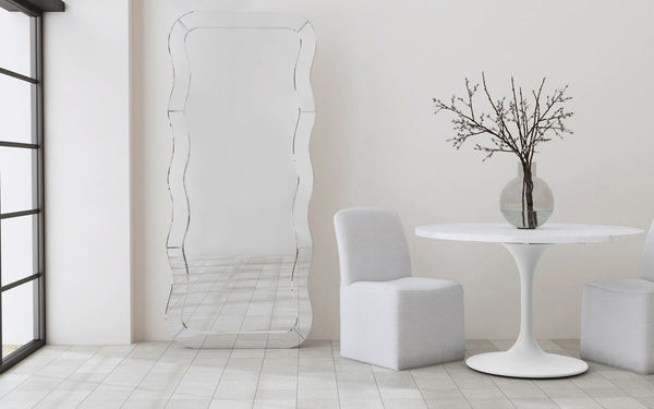 Basset Mirror Wave Floor Mirror - Sleek Modern Design With Elegant Wavy Frame For A Sophisticated Home Decor Look Clear Mdf,Mirror Glass M5140