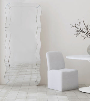 Basset Mirror Wave Floor Mirror - Sleek Modern Design With Elegant Wavy Frame For A Sophisticated Home Decor Look Clear Mdf,Mirror Glass M5140