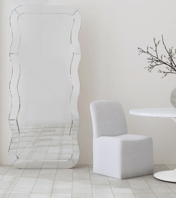 Basset Mirror Wave Floor Mirror - Sleek Modern Design With Elegant Wavy Frame For A Sophisticated Home Decor Look Clear Mdf,Mirror Glass M5140